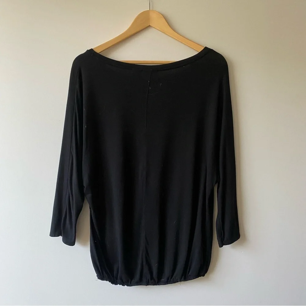 mercer & madison Bateau Neck Batwing 3/4 Sleeves Shirred Hem Top Medium - Picture 2 of 11